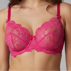 Cacique Vibrant Pink Lace Bra